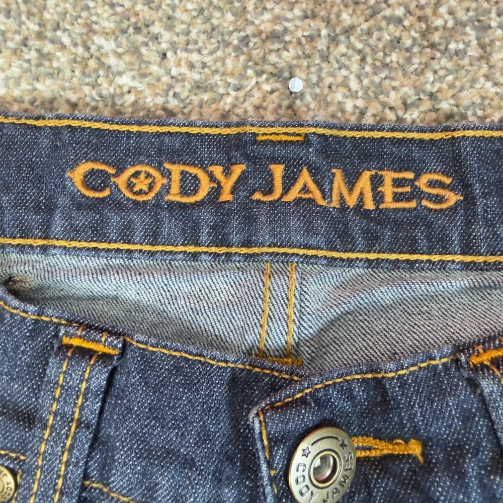 Cody James Mens Dark Wash Straight Leg Western Denim Jeans 32 Blue Stretch Ranch - Picture 2 of 12
